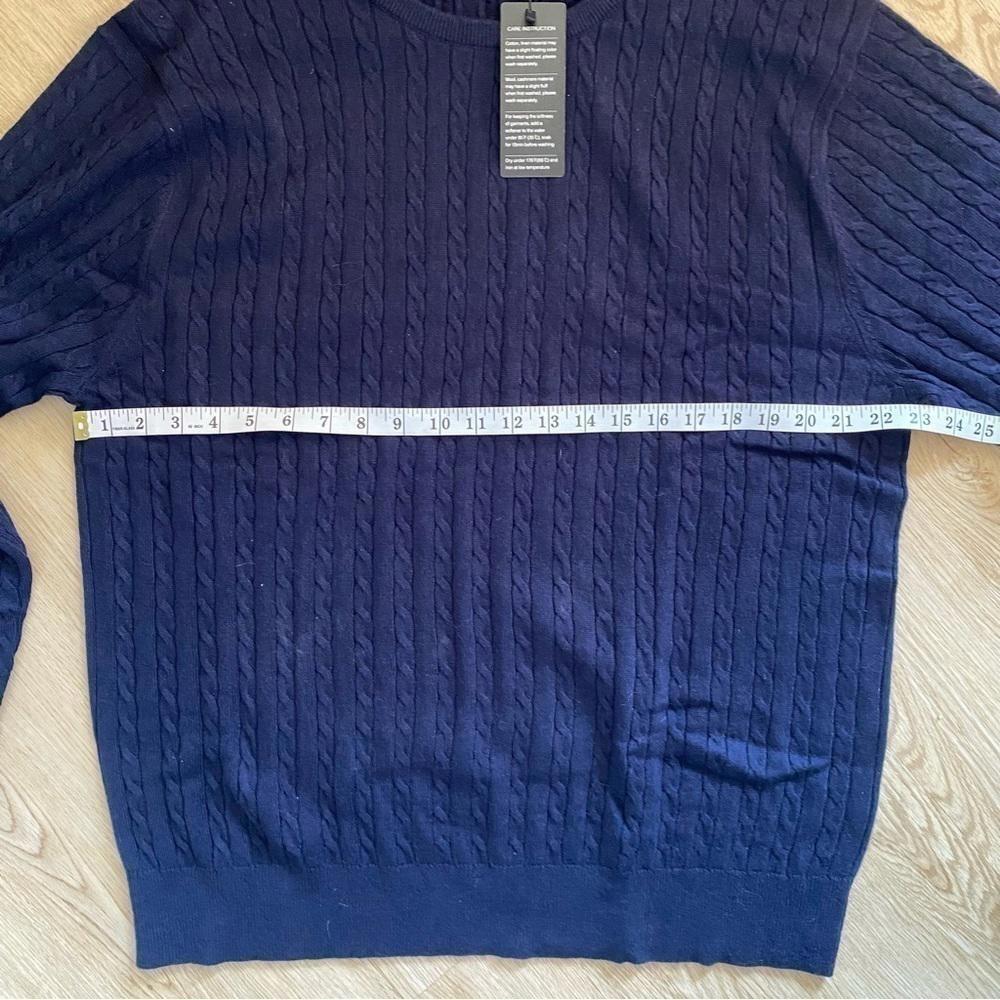 Cashmere Wool Cable Knit Sweater XL Navy Quiet Luxury Old Money Preppy - Picture 5 of 10